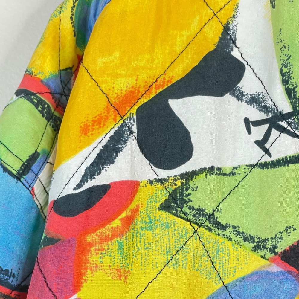 Vintage Robert Stock Silk Bomber Jacket Medium Abstract Graffiti Urban Chic READ - Picture 15 of 16